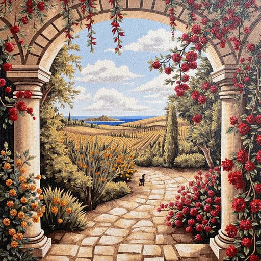 Wildflower Field Landscape Mosaic: Natureâ€™s Colorful Canvas