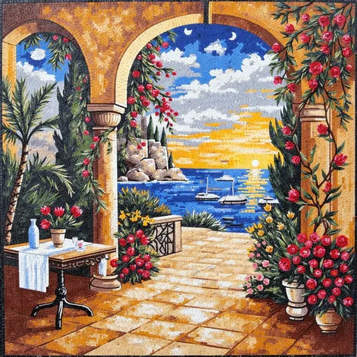 Coastal View Landscape Mosaic: A Seaside Serenity