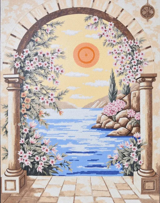 Sunrise Over the Ocean Mosaic: A New Dayâ€™s Promise | Landscape Mosaics | iMosaicArt