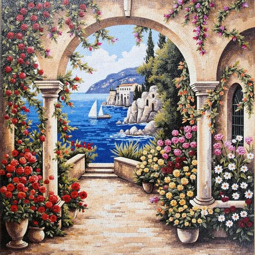Rolling Hills Landscape Mosaic: A Peaceful Countryside Scene