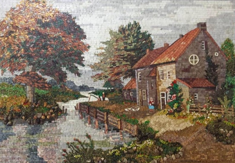 Autumnal Riverside Cottage Mosaic