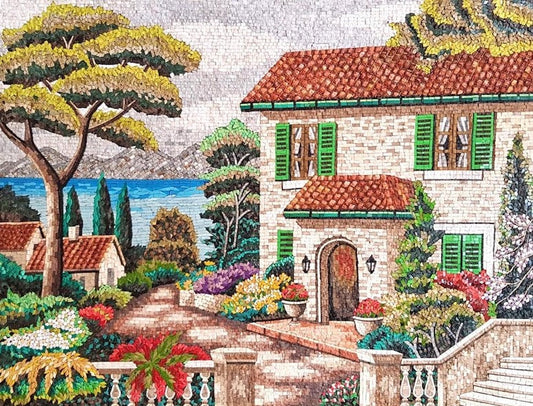 Italian Villa Garden Mosaic by the Sea