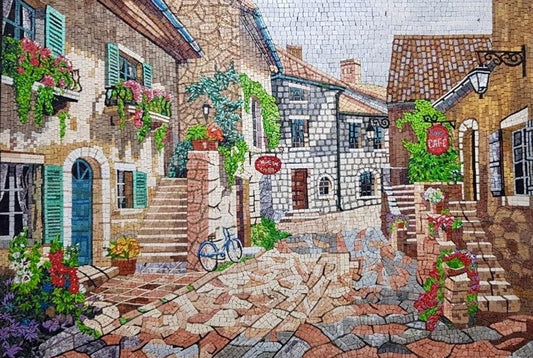Old Town European Street Scene Mosaic