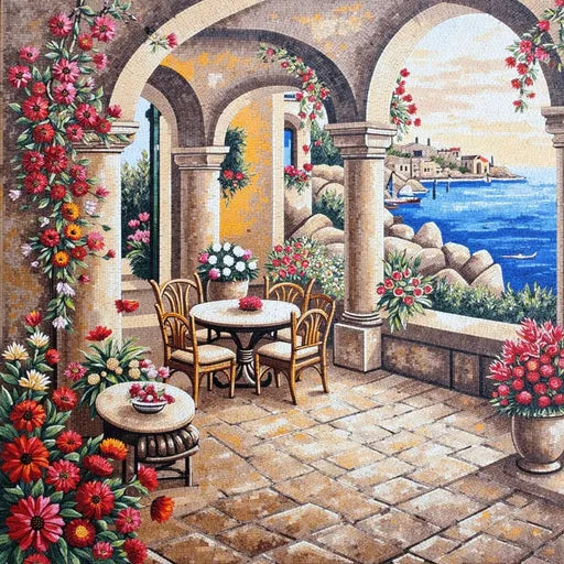 Heritage Forest Stream in Autumn Premium  Tile Art Stone Mosaic Art