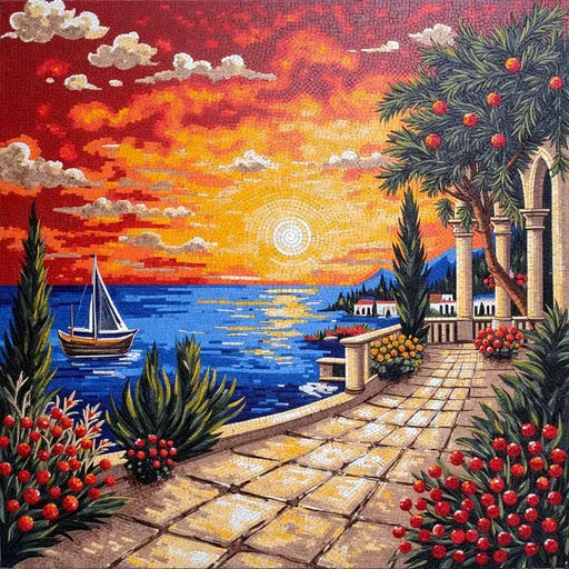 Exclusive Forest Stream in Autumn Premium  Tile Art Stone Mosaic Art