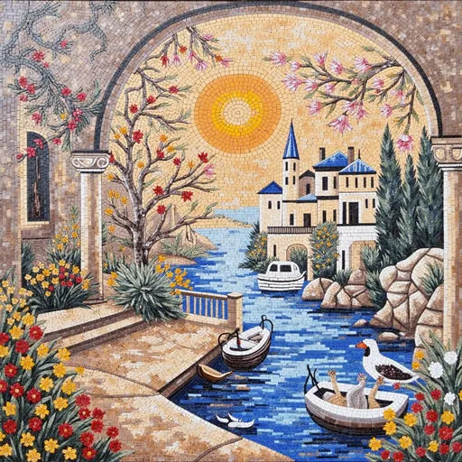 Premium Venetian Canal View Premium  Tile Art Stone Mosaic Art