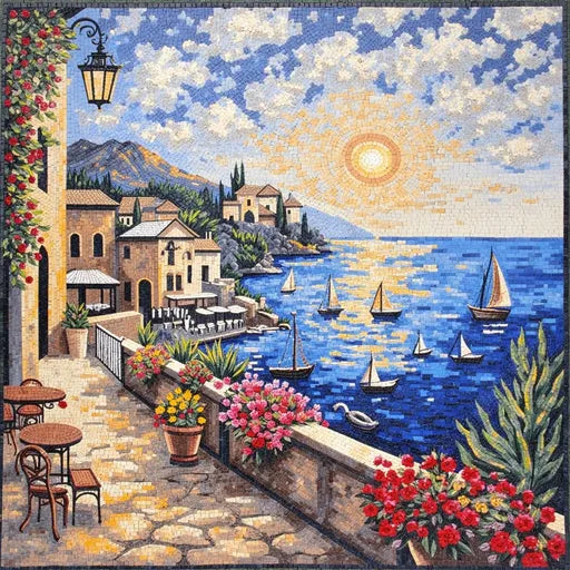 Timeless Venetian Canal View Premium  Tile Art Stone Mosaic Art