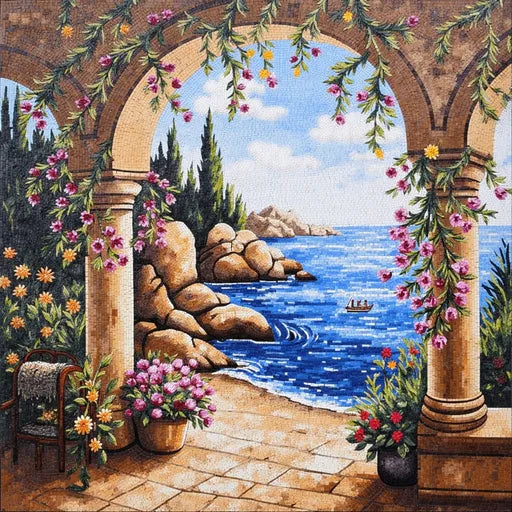 Heritage Forest Stream in Autumn Premium  Tile Art Stone Mosaic Art