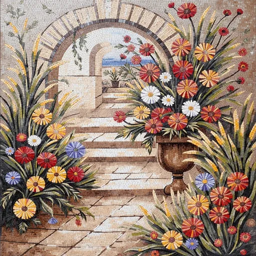 Premium Forest Stream in Autumn Premium  Tile Art Stone Mosaic Art