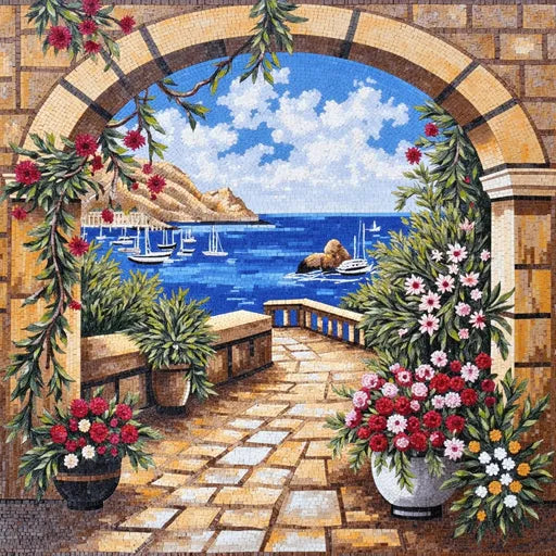 Premium Forest Stream in Autumn Premium  Tile Art Stone Mosaic Art