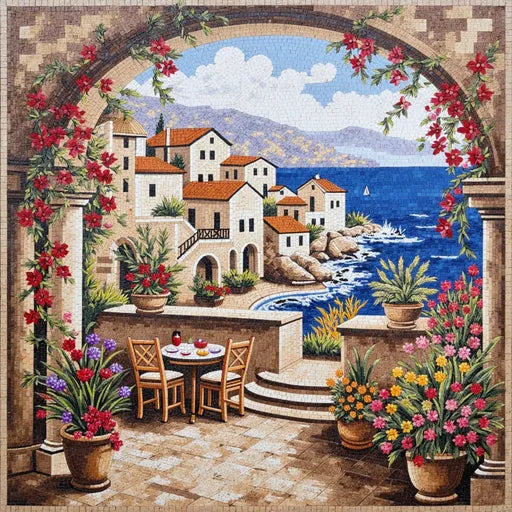 Timeless Forest Stream in Autumn Premium  Tile Art Stone Mosaic Art