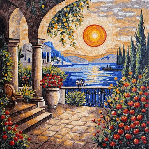 Heritage Forest Stream in Autumn Premium  Tile Art Stone Mosaic Art