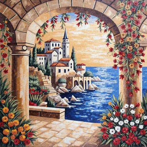 Premium Snowy Mountain Vista Premium  Tile Art Stone Mosaic Art