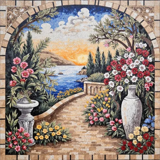 Artisanal Venetian Canal View Premium  Tile Art Stone Mosaic Art
