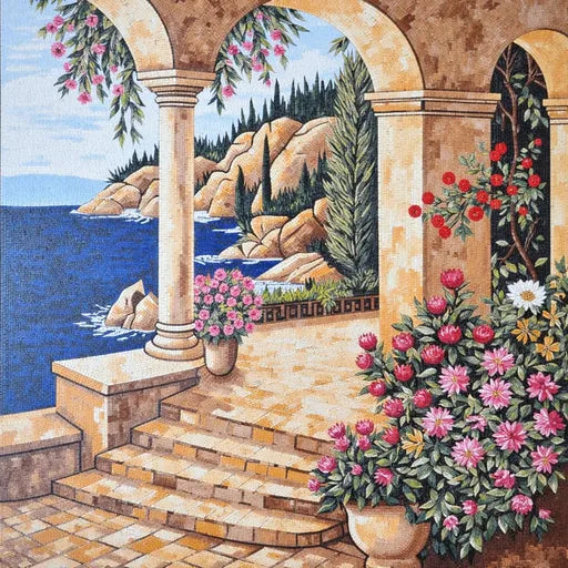 Luxury Snowy Mountain Vista Premium  Tile Art Stone Mosaic Art