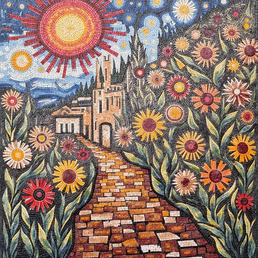 Heritage Mediterranean Seascape Premium  Tile Art Stone Mosaic Art