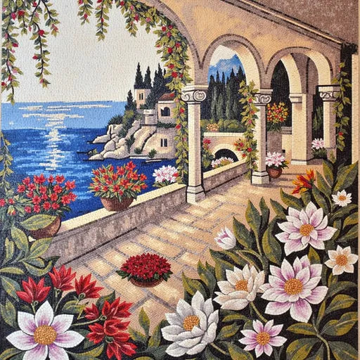 Classic Forest Stream in Autumn Premium  Tile Art Stone Mosaic Art