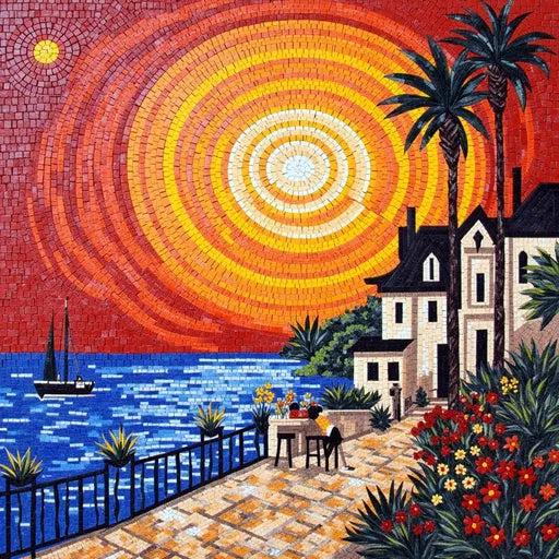 Decorative Snowy Mountain Vista Premium  Tile Art Stone Mosaic Art