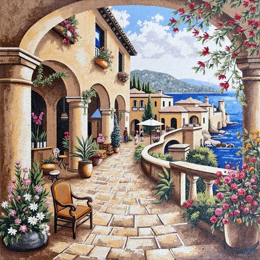 Exclusive Venetian Canal View Premium  Tile Art Stone Mosaic Art
