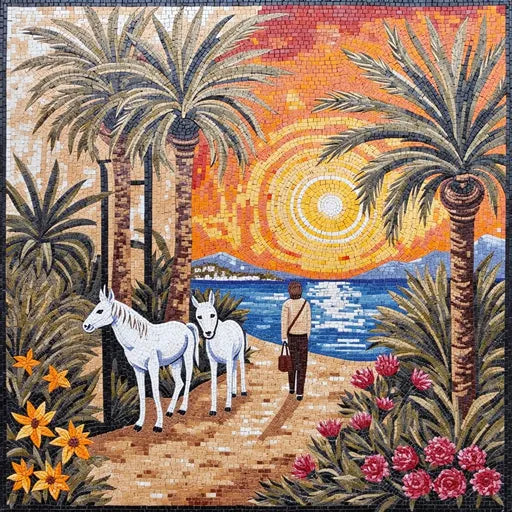 Mastercrafted Snowy Mountain Vista Premium  Tile Art Stone Mosaic Art