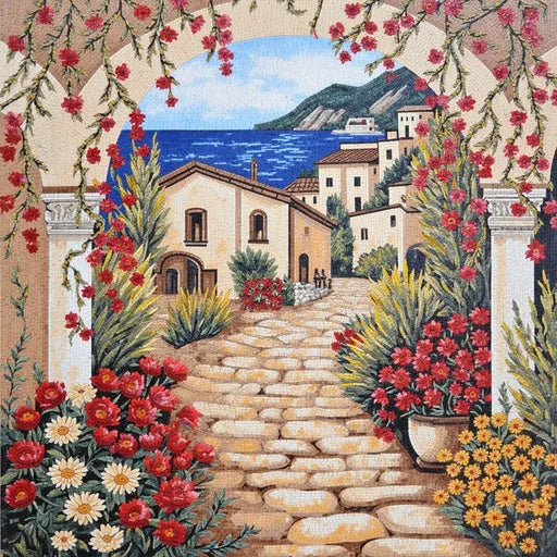 Decorative Forest Stream in Autumn Premium  Tile Art Stone Mosaic Art