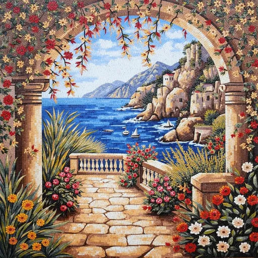 Classic Snowy Mountain Vista Premium  Tile Art Stone Mosaic Art