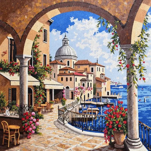 Timeless Forest Stream in Autumn Premium  Tile Art Stone Mosaic Art