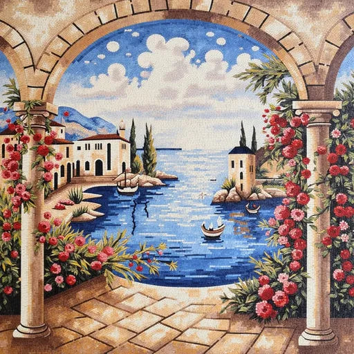 Elegant Snowy Mountain Vista Premium  Tile Art Stone Mosaic Art