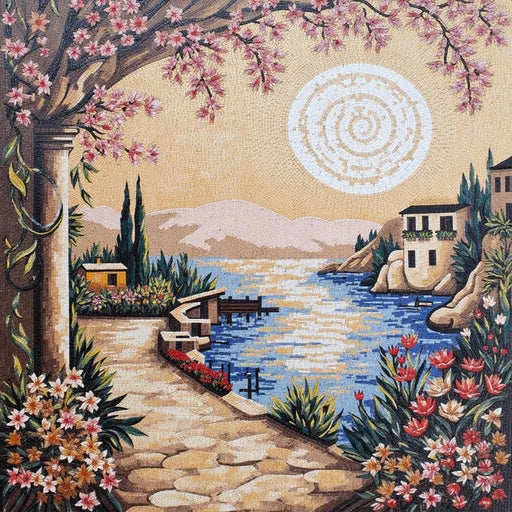 Fine Forest Stream in Autumn Premium  Tile Art Stone Mosaic Art