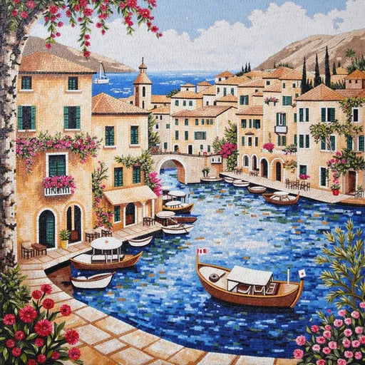 Elegant Forest Stream in Autumn Premium  Tile Art Stone Mosaic Art