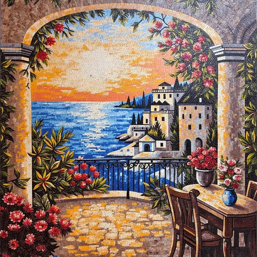 Premium Desert Oasis at Dawn Premium  Tile Art Stone Mosaic Art