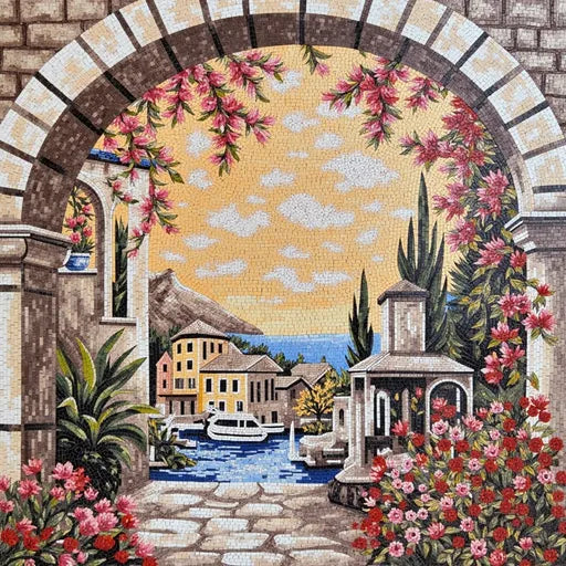 Elegant Forest Stream in Autumn Premium  Tile Art Stone Mosaic Art