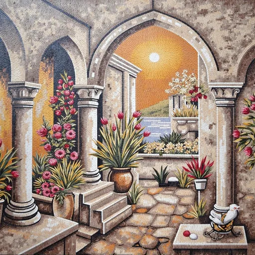 Luxury Forest Stream in Autumn Premium  Tile Art Stone Mosaic Art