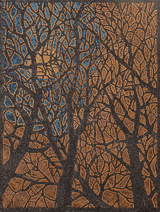 Trees Mosaic Art under The MoonScape IV by Charles Heath