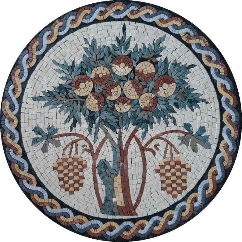 Palm Tree Medallion Mosaic Art
