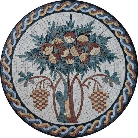 Palm Tree Medallion Mosaic Art