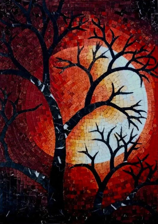Forest Tree Mosaic Rug: A Tranquil Woodland Escape | Tree Mosaics | iMosaicArt