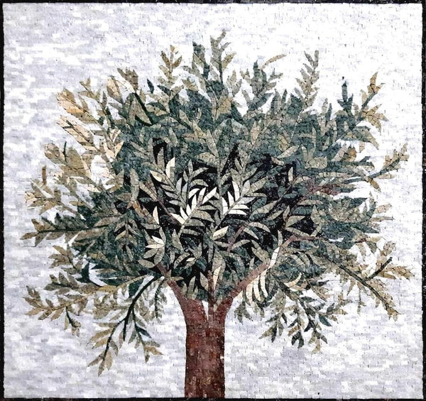 Dense Olive Mosaic Tree - Mosaic Artwork