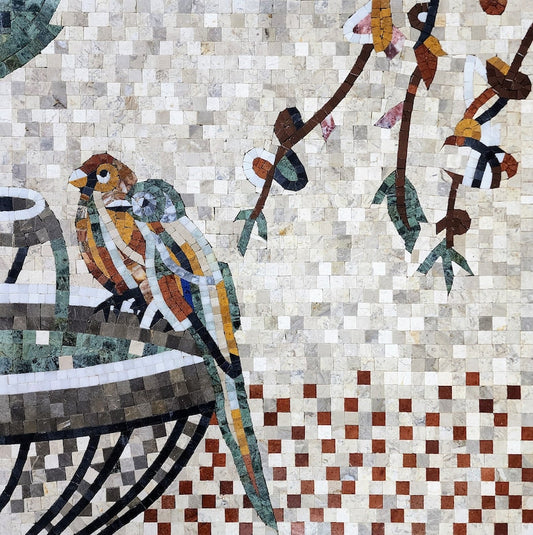 Birds on a Fountain Mosaic- Mosaic Art