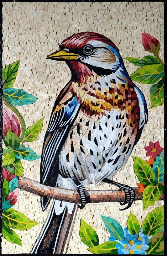 Colorful Mosaic Bird Portrait- Mosaic Wall Art