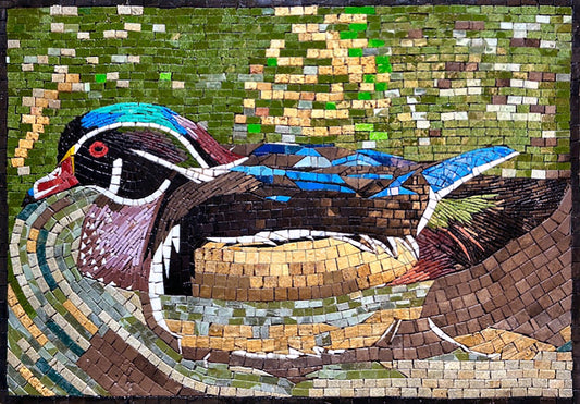 Serene Wood Duck Mosaic - Marble Mosaic Wall Art
