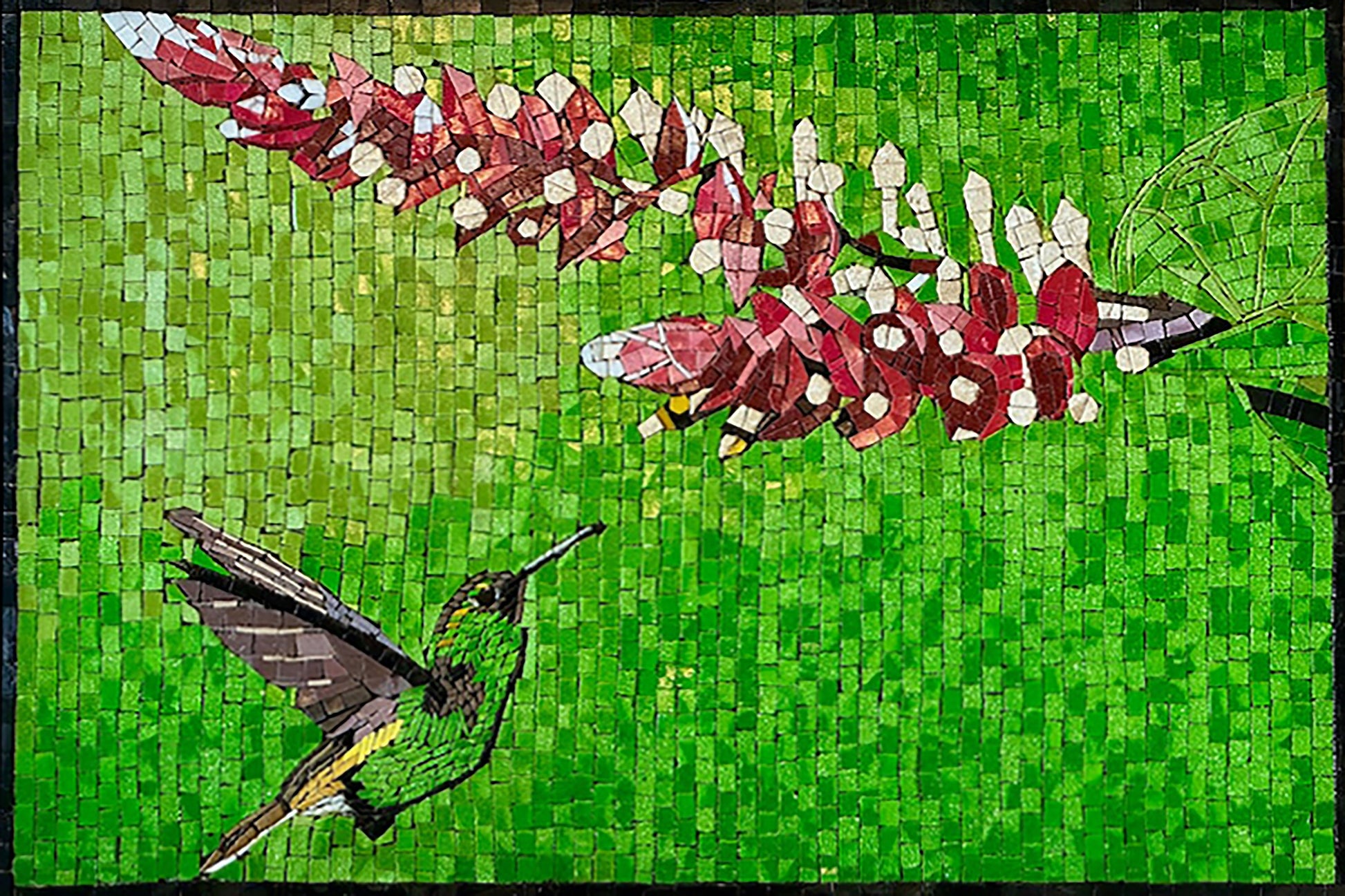 Hummingbird and Flower Mosaic- Mosaic Wall Art