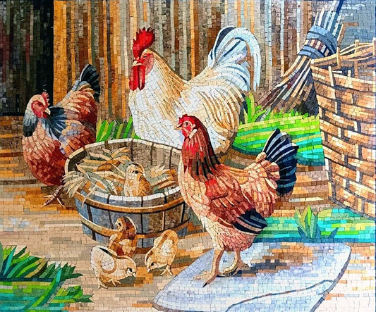 Rooster Mosaic Wall Art- Chicken Mosaic Tile Art