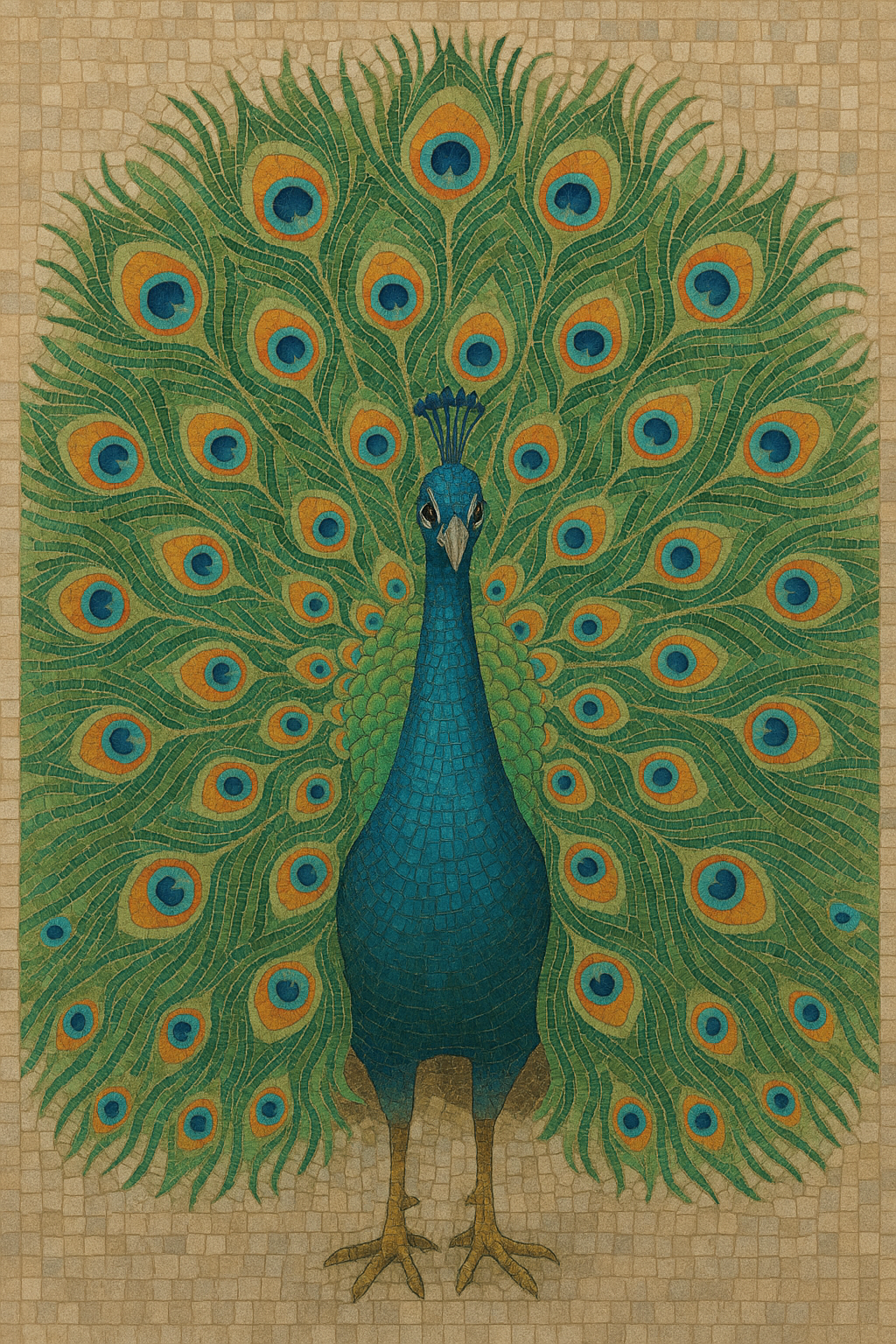 Peacock Mosaic: A Vibrant Display of Elegance | Bird Mosaics | iMosaicArt