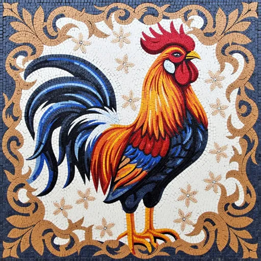 Rooster Mosaic: A Bold and Vibrant Tribute to Farm Life | Bird Mosaics | iMosaicArt