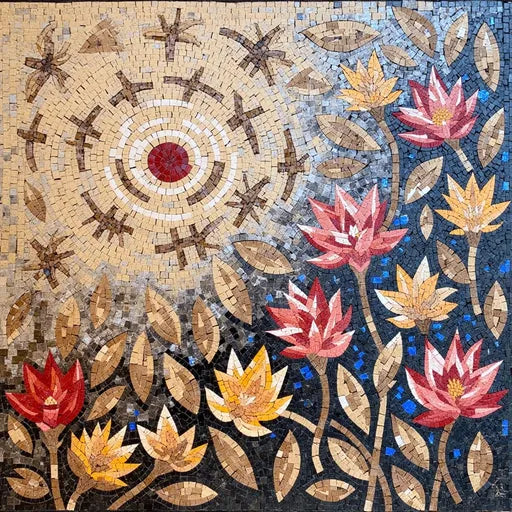 Floral Blossom Mosaic: A Classic Design for Your Living Room