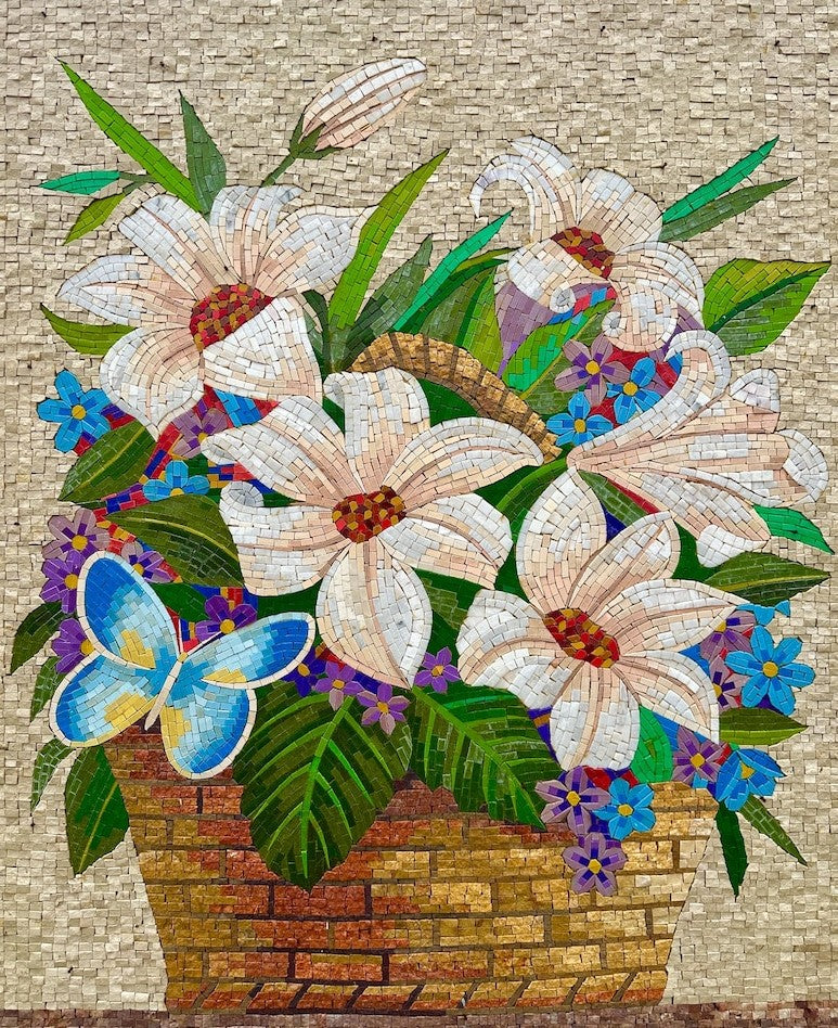 Classic Blue and White Floral Mosaic Border