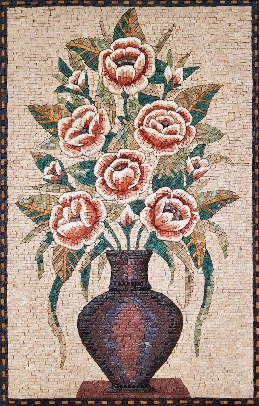 Abstract Red and Yellow Floral Burst Mosaic