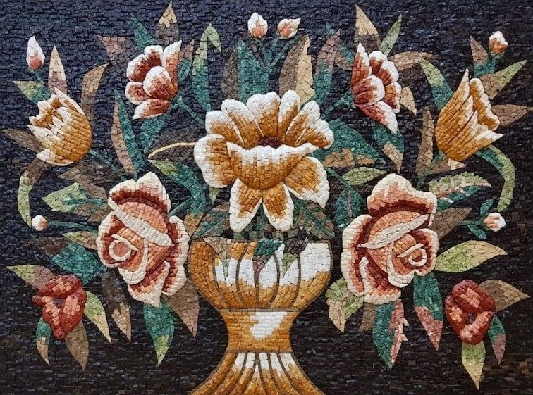 Delicate Pink and White Rose Mosaic