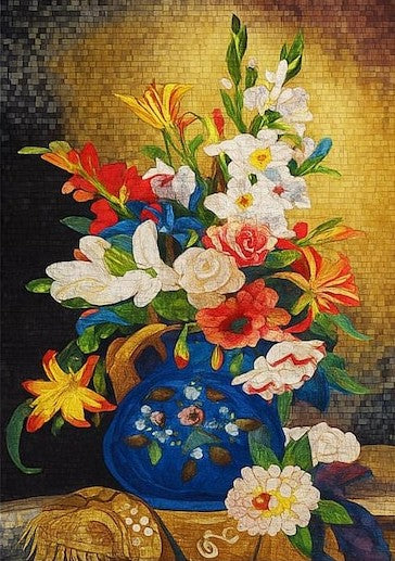 Tropical Hibiscus Bloom Mosaic